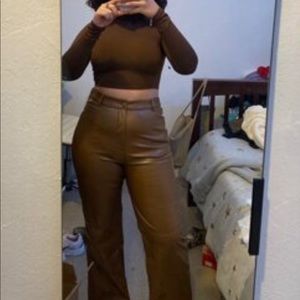 Brown Faux Leather Pants